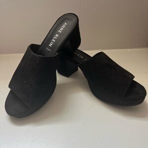 SOLD - Anne Klein 90s Vintage Black Open
Toe Mules (Chunky)